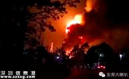 東莞望牛墩爆炸 或?yàn)橹朴秃诟C點(diǎn)（組圖）