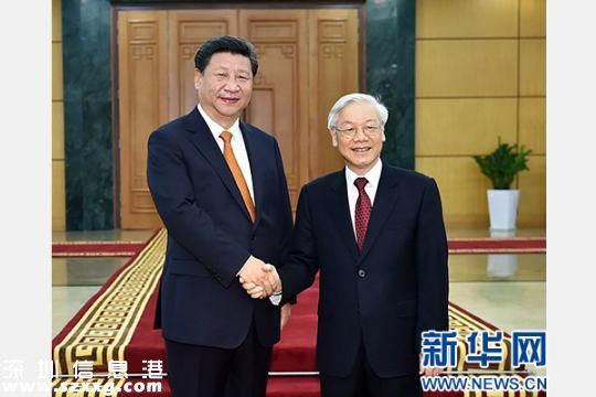 11月5日，中共中央總書記、國家主席習近平在河內(nèi)同越共中央總書記阮富仲舉行會談。 新華社記者李濤攝
