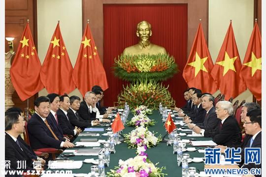 11月5日，中共中央總書記、國家主席習近平在河內(nèi)同越共中央總書記阮富仲舉行會談。 新華社記者李學仁攝