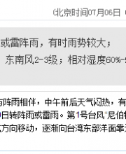 深圳天氣（7.6）：陣雨或雷陣雨 氣溫26-32℃