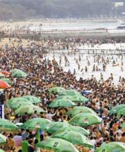 深圳大梅沙有多擠？
