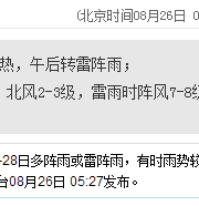 深圳天氣（8.26）：午后雷陣雨 氣溫27-33℃
