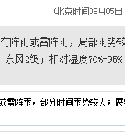 深圳天氣（9.5）：有陣雨或雷陣雨 氣溫26-30℃